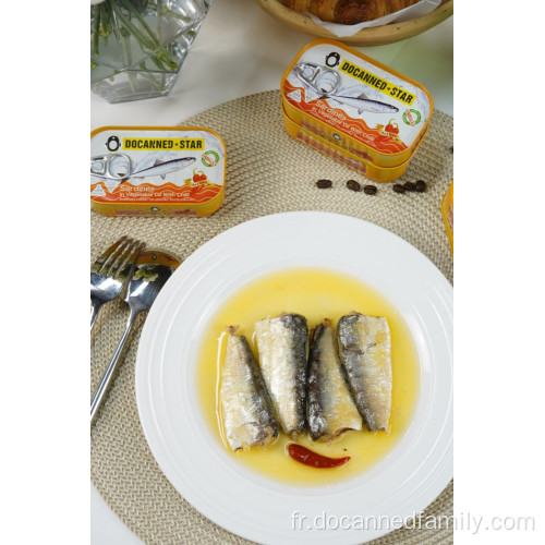 conserve de sardines à l&#39;huile de soja 125g